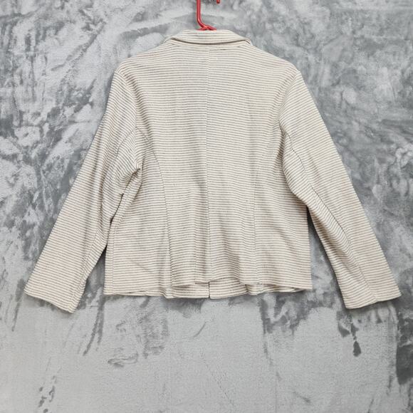 NEW Maurices Blazer Womens 0X Cream Black Striped French Terry Knit Nautical - Picture 9 of 14